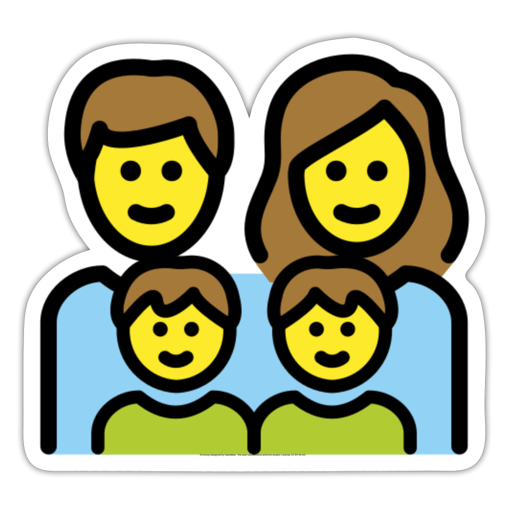 Family: Man, Woman, Boy, Boy Moji Sticker - Emoji.Express - white matte