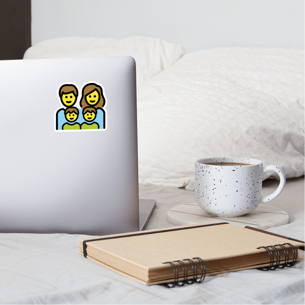 Family: Man, Woman, Boy, Boy Moji Sticker - Emoji.Express - white matte