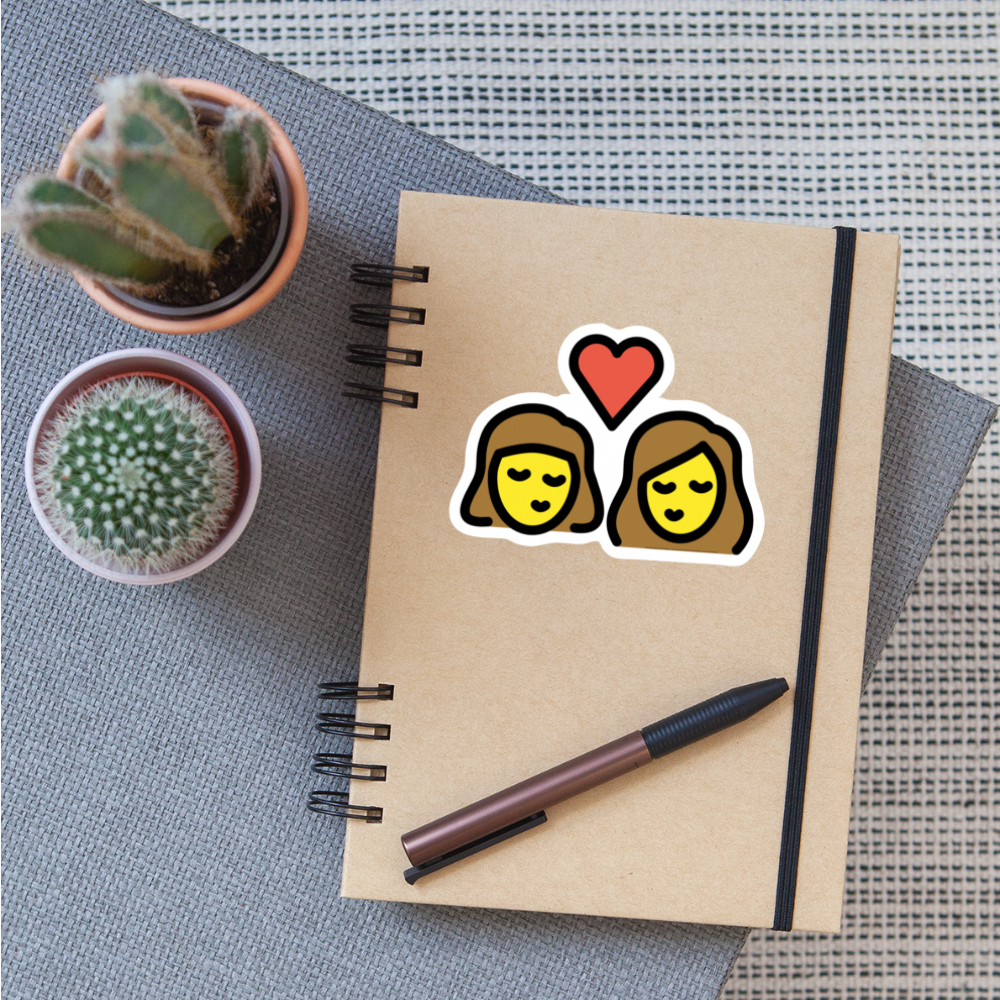 Kiss: Woman, Woman Moji Sticker - Emoji.Express - white matte