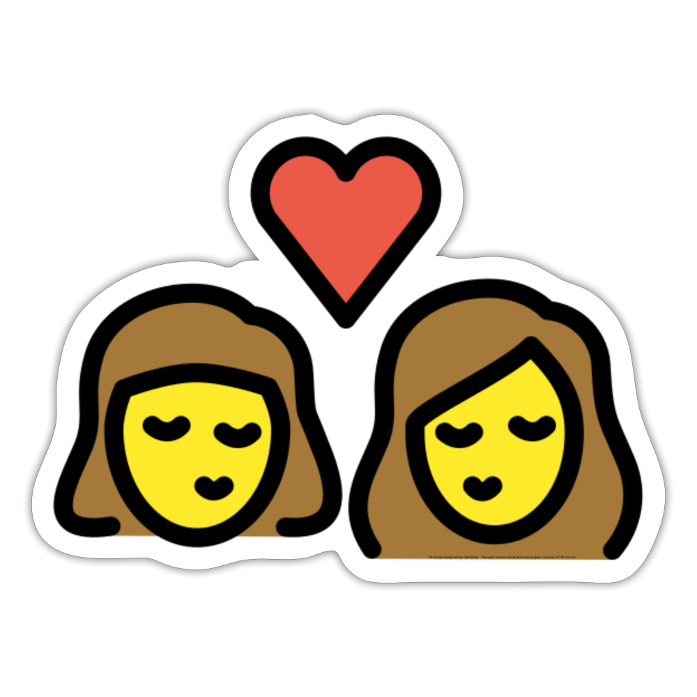 Kiss: Woman, Woman Moji Sticker - Emoji.Express - white matte
