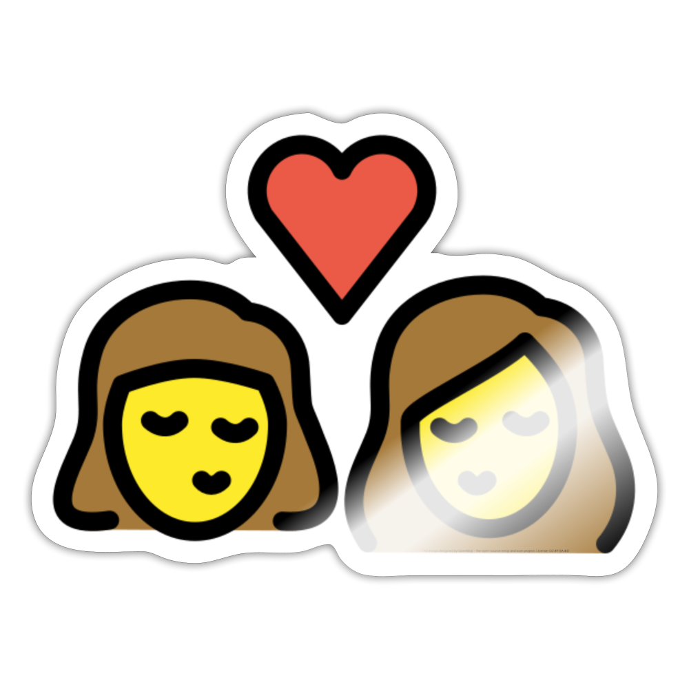 Kiss: Woman, Woman Moji Sticker - Emoji.Express - white glossy