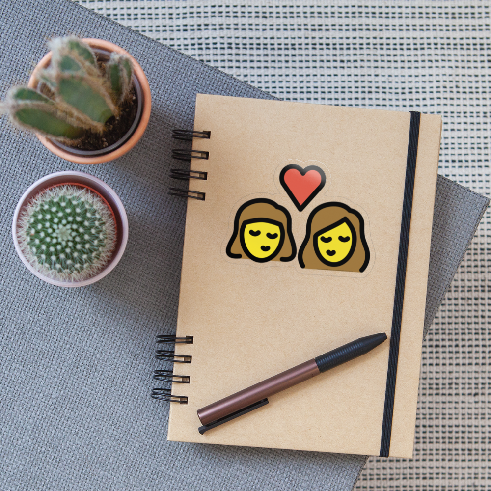 Kiss: Woman, Woman Moji Sticker - Emoji.Express - transparent glossy