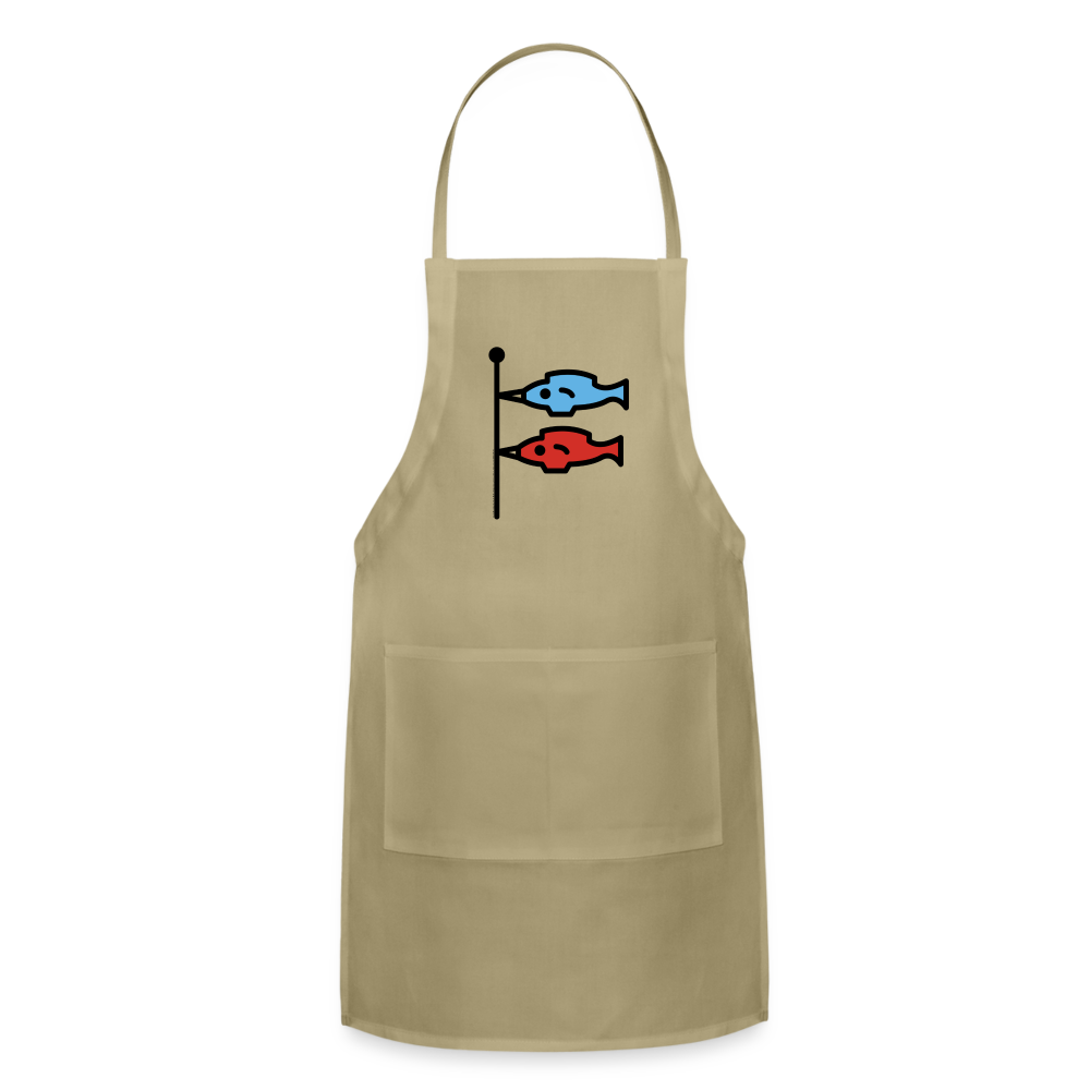 Customizable Carp Streamer Moji (Japanese koinobori) Adjustable Apron - Emoji.Express - khaki