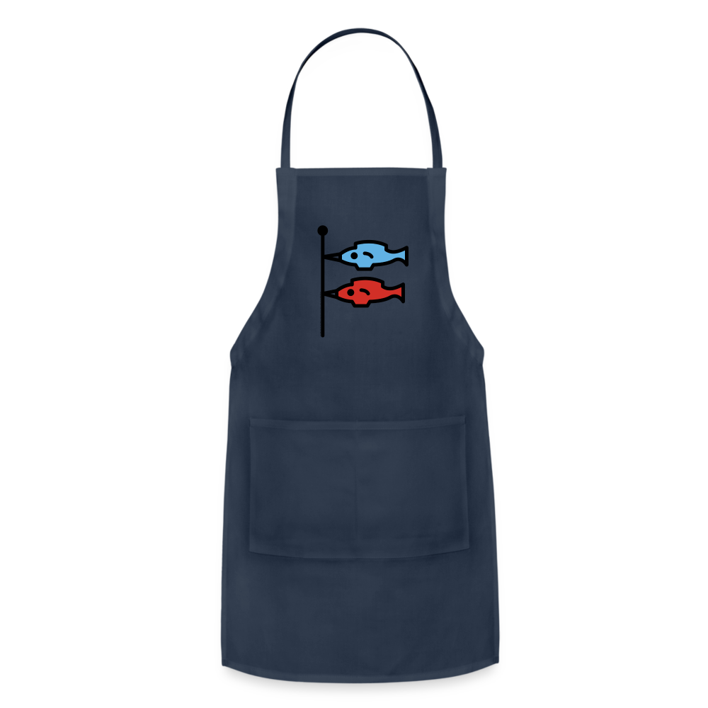 Customizable Carp Streamer Moji (Japanese koinobori) Adjustable Apron - Emoji.Express - navy