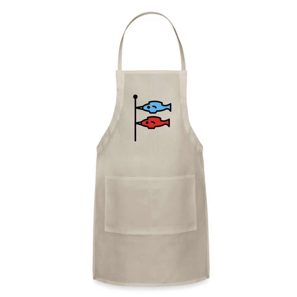 Customizable Carp Streamer Moji (Japanese koinobori) Adjustable Apron - Emoji.Express - natural