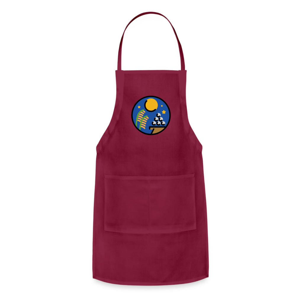 Customizable Moon Viewing Ceremony Moji (Tsukimi) Adjustable Apron - Emoji.Express - burgundy