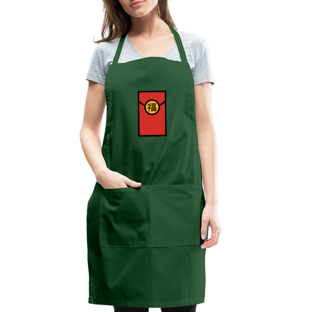 Customizable Red Envelope Moii Adjustable Apron - Emoji.Express - forest green