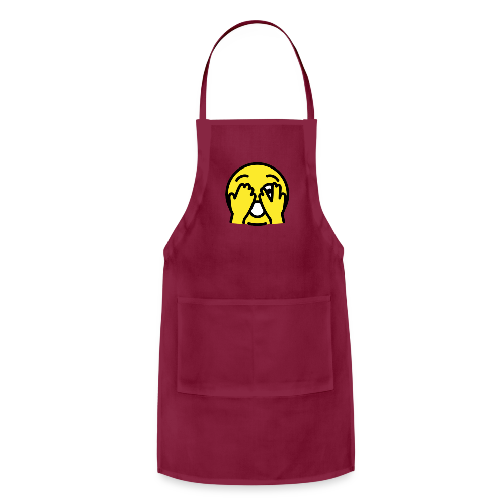 Customizable Face with Peeking Eye Moji Adjustable Apron - Emoji.Express - burgundy