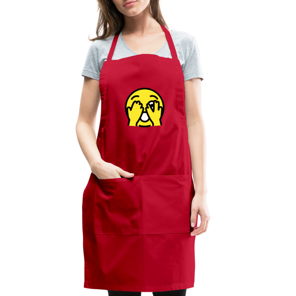 Customizable Face with Peeking Eye Moji Adjustable Apron - Emoji.Express - red