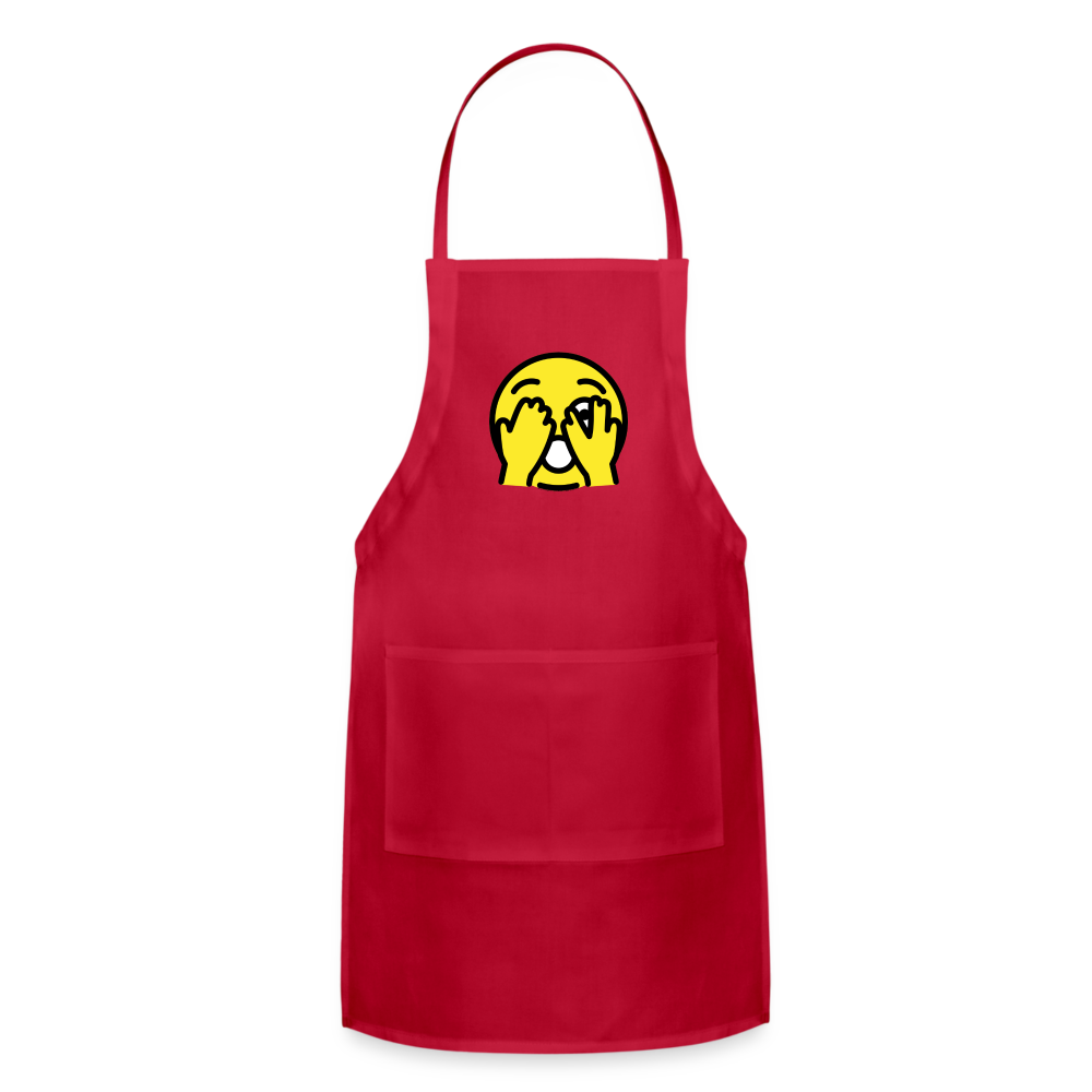 Customizable Face with Peeking Eye Moji Adjustable Apron - Emoji.Express - red