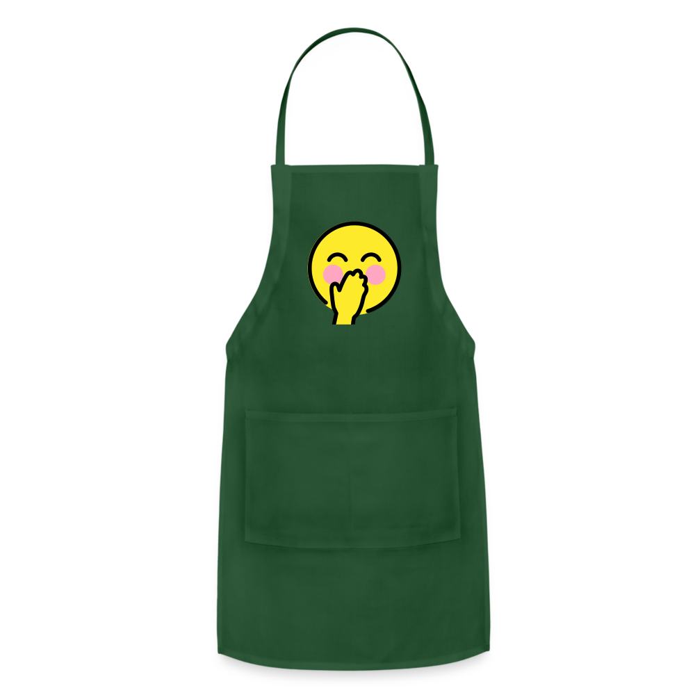Customizable Face with Hand Over Mouth Moji Adjustable Apron - Emoji.Express - forest green