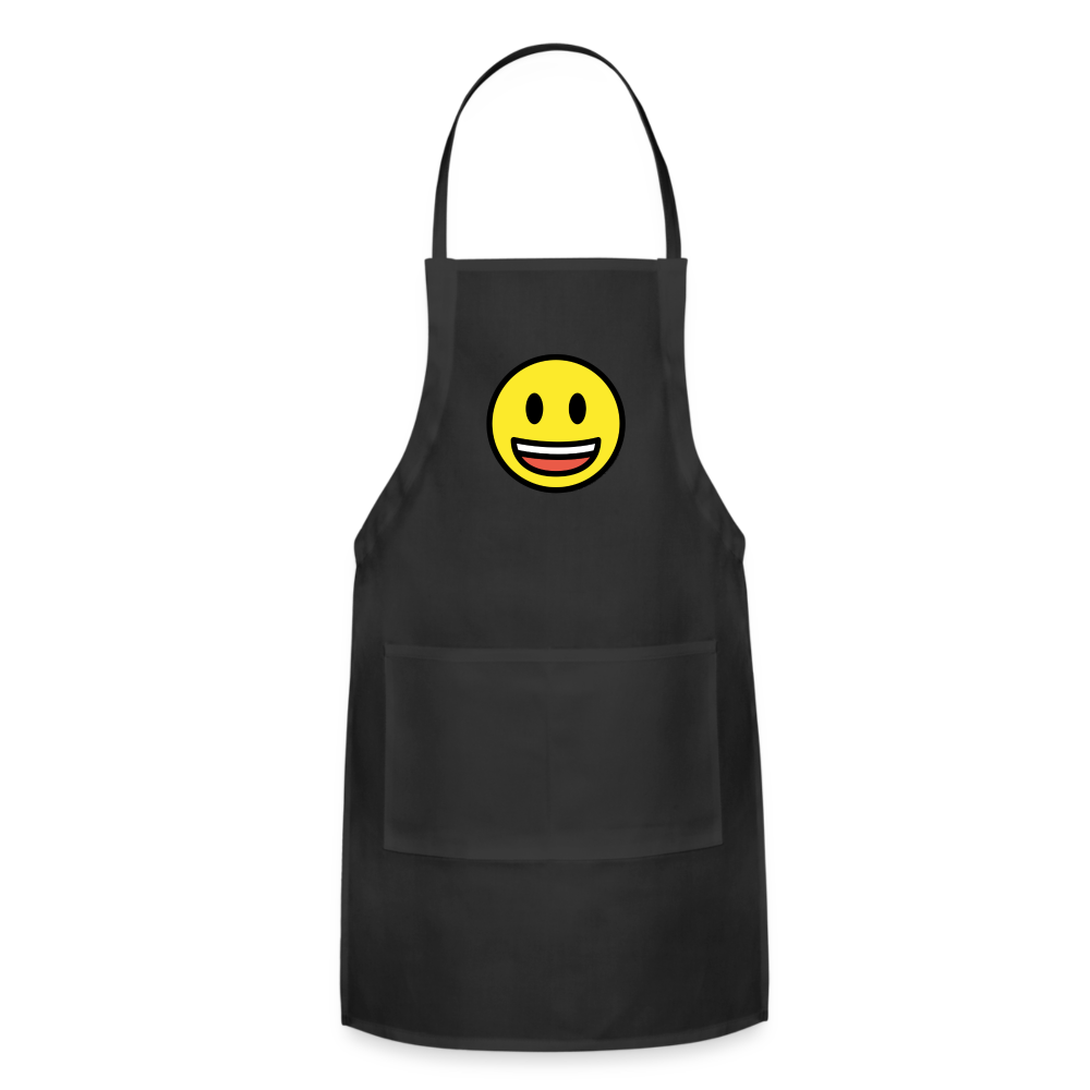 Customizable Grinning Face with Big Eyes Moji Adjustable Apron - Emoji.Express - black