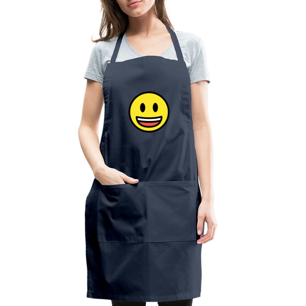 Customizable Grinning Face with Big Eyes Moji Adjustable Apron - Emoji.Express - navy