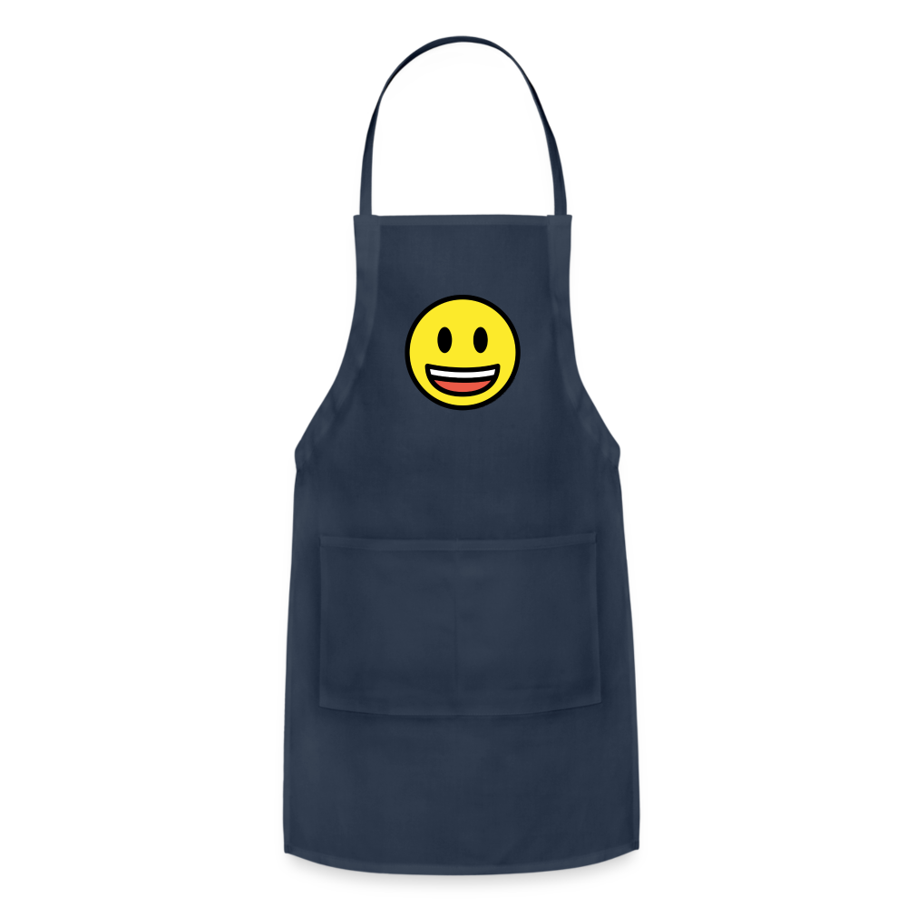 Customizable Grinning Face with Big Eyes Moji Adjustable Apron - Emoji.Express - navy