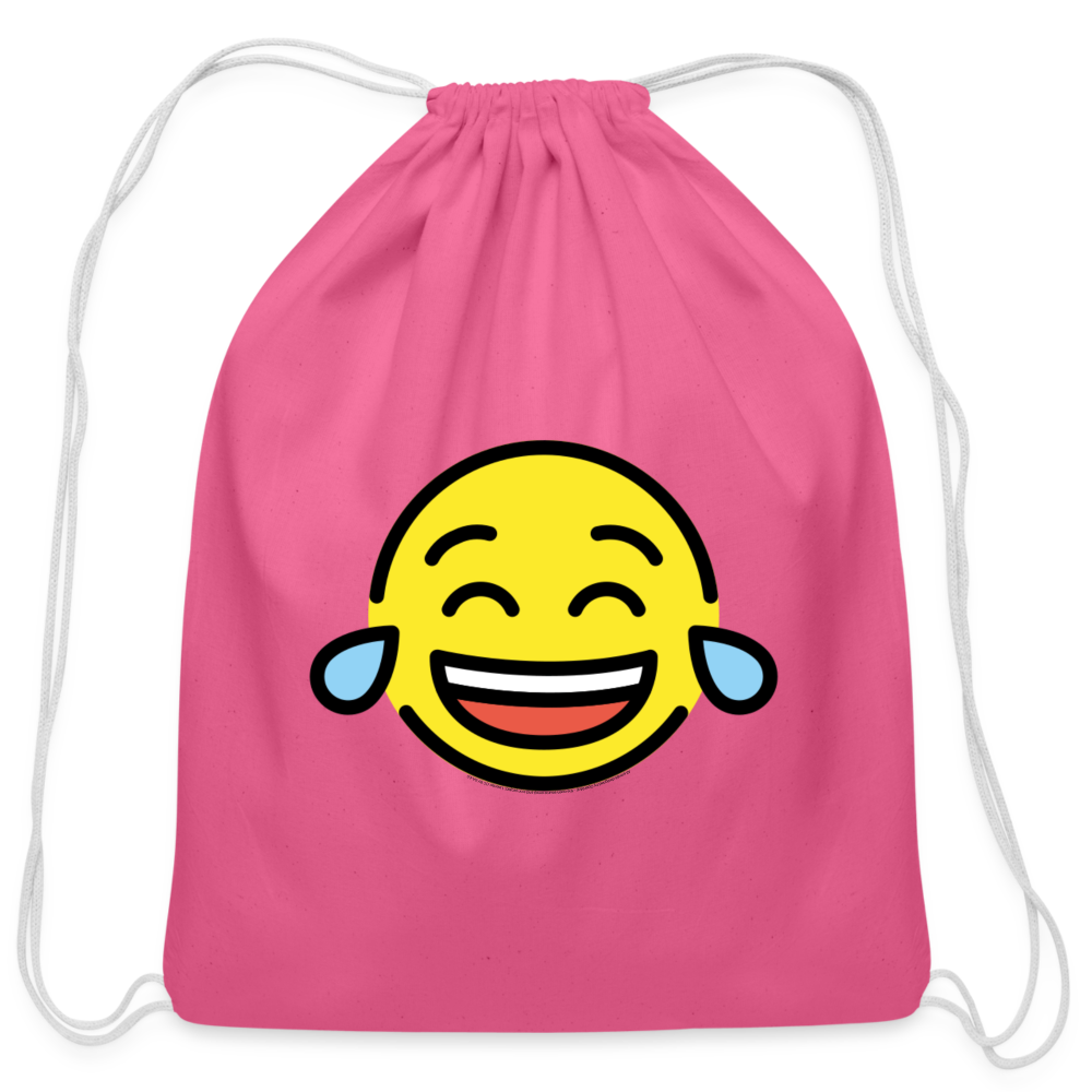 Customizable Face with Tears of Joy Moji Cotton Drawstring Bag - Emoji.Express - pink