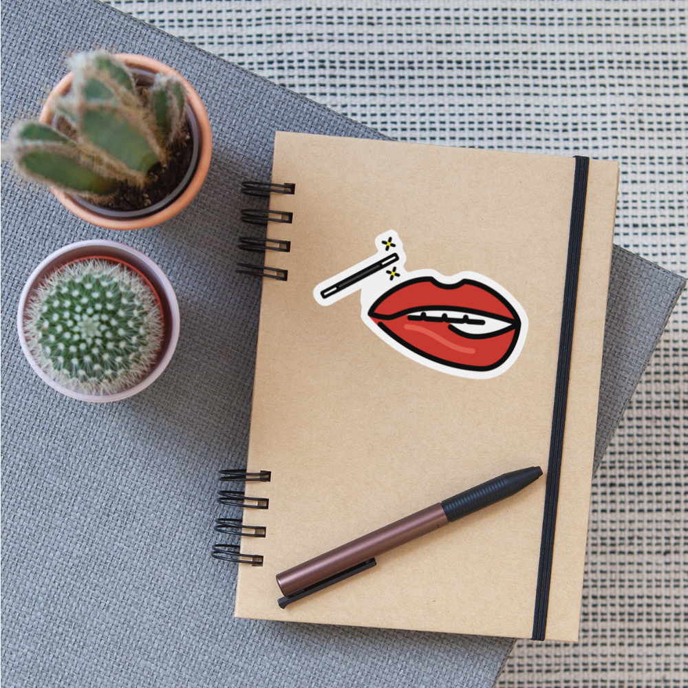 Manage Your Mouth Emoji Expression Moji Sticker - Emoji.Express - white glossy