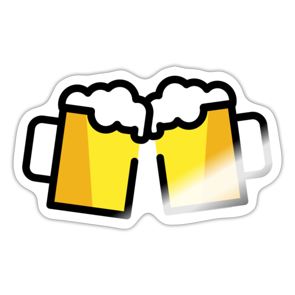 Clinking Beer Mugs Moji Sticker - Emoji.Express - white glossy