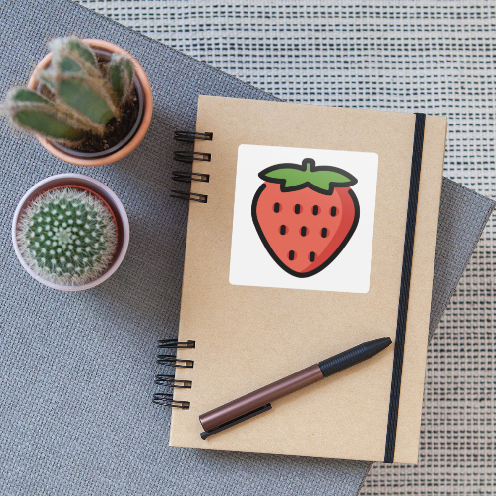 Strawberry Moji Sticker - Emoji.Express - white matte