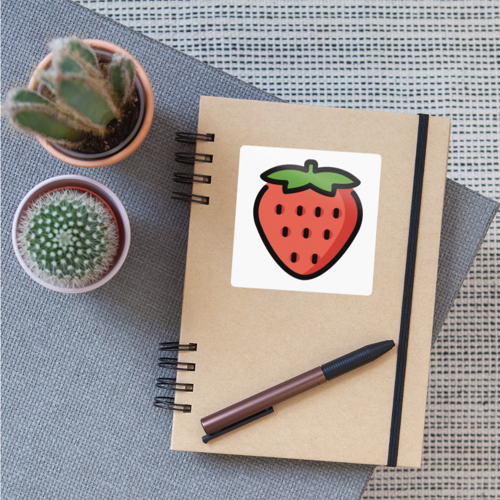 Strawberry Moji Sticker - Emoji.Express - white glossy