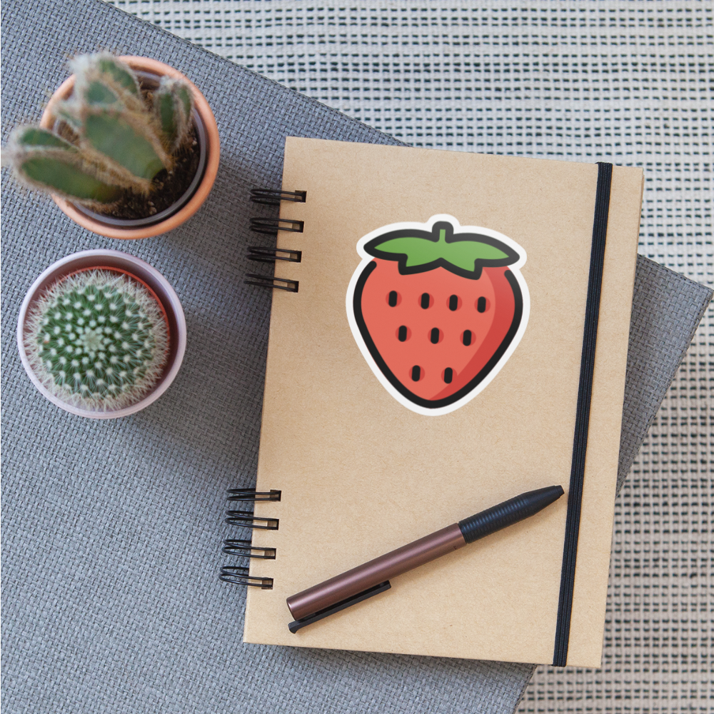 Strawberry Moji Sticker - Emoji.Express - white matte