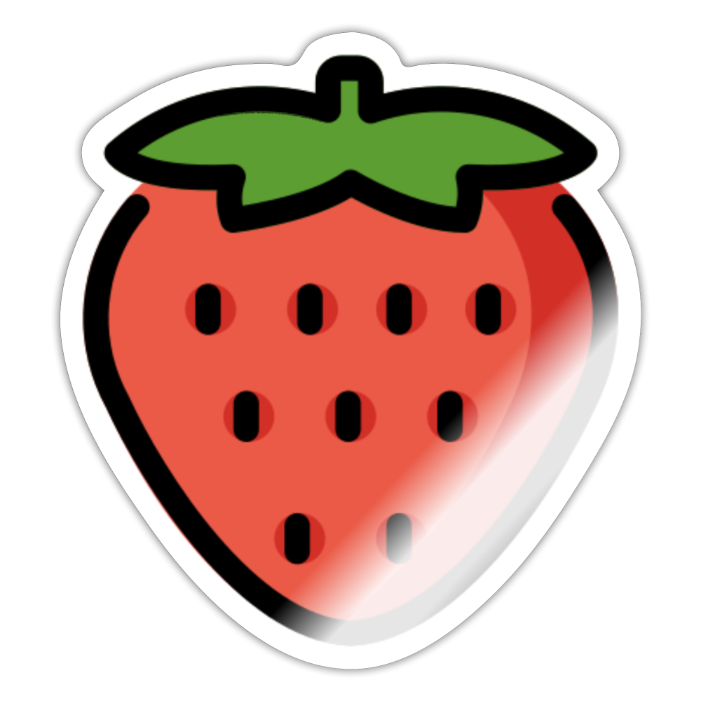 Strawberry Moji Sticker - Emoji.Express - white glossy