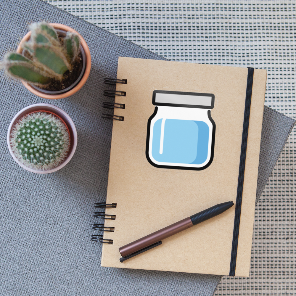 Jar with Blue Content Moji Sticker - Emoji.Express - transparent glossy