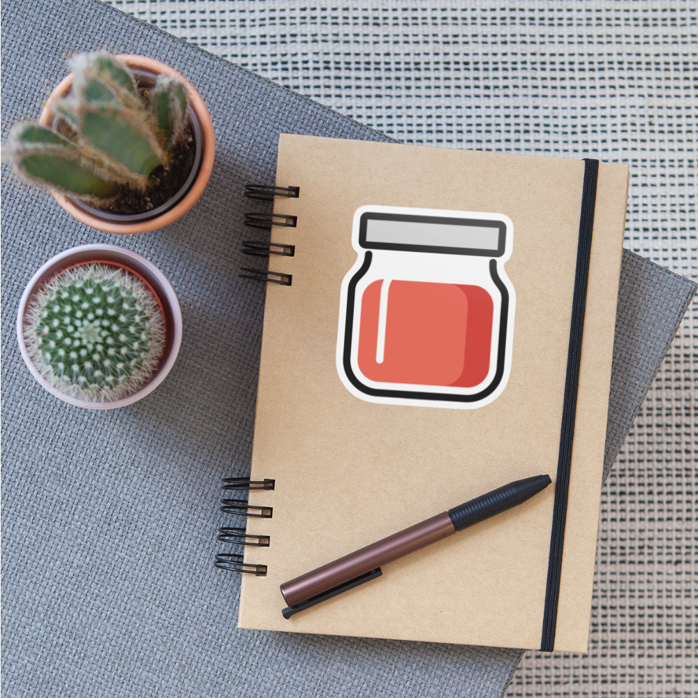 Jar with Red Content Moji Sticker - Emoji.Express - white matte