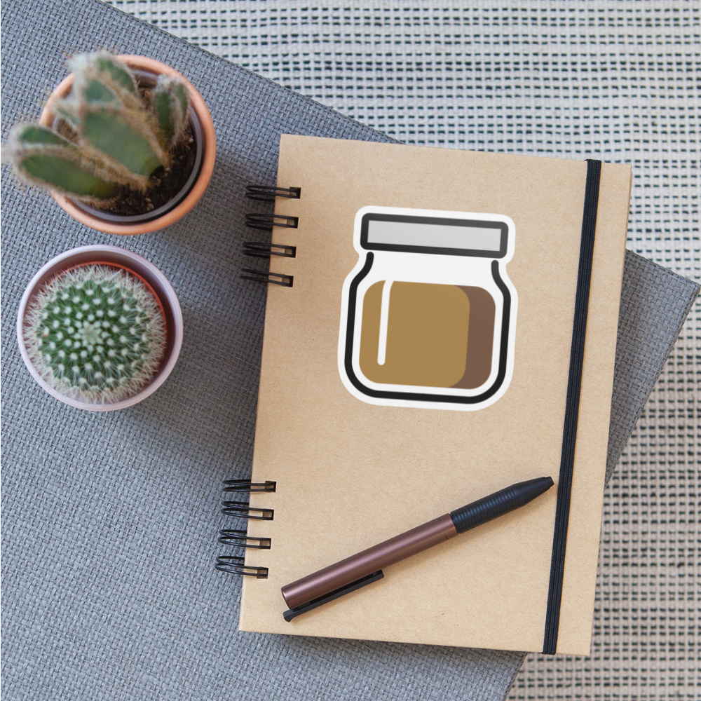 Jar with Brown Content Moji Sticker - Emoji.Express - white matte