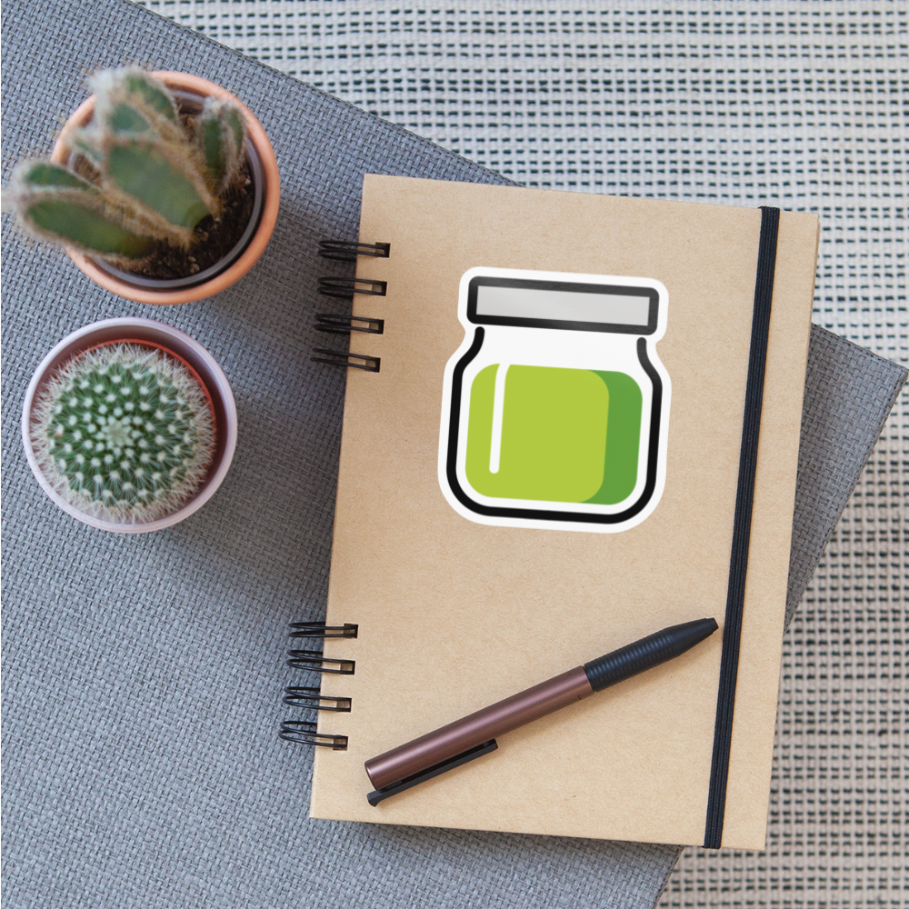 Jar with Green Content Moji Sticker - Emoji.Express - white glossy