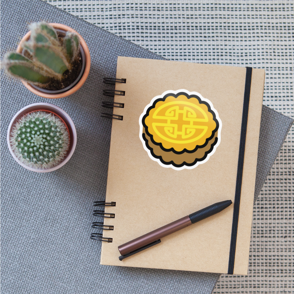 Moon Cake Moji Sticker - Emoji.Express - white glossy