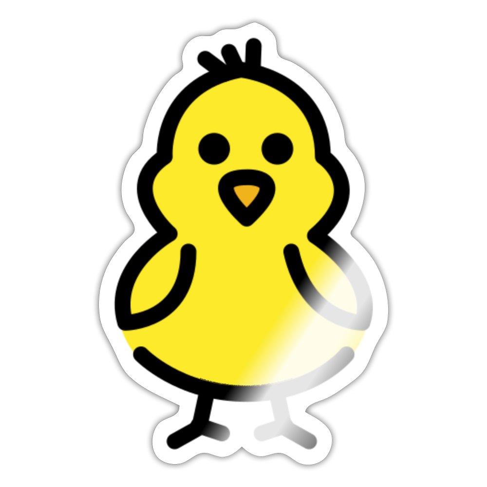 Front Facing Baby Chick Moji Sticker - Emoji.Express - white glossy