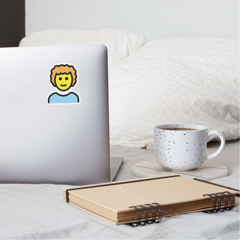 Person; Curly Hair Moji Sticker - Emoji.Express - white matte