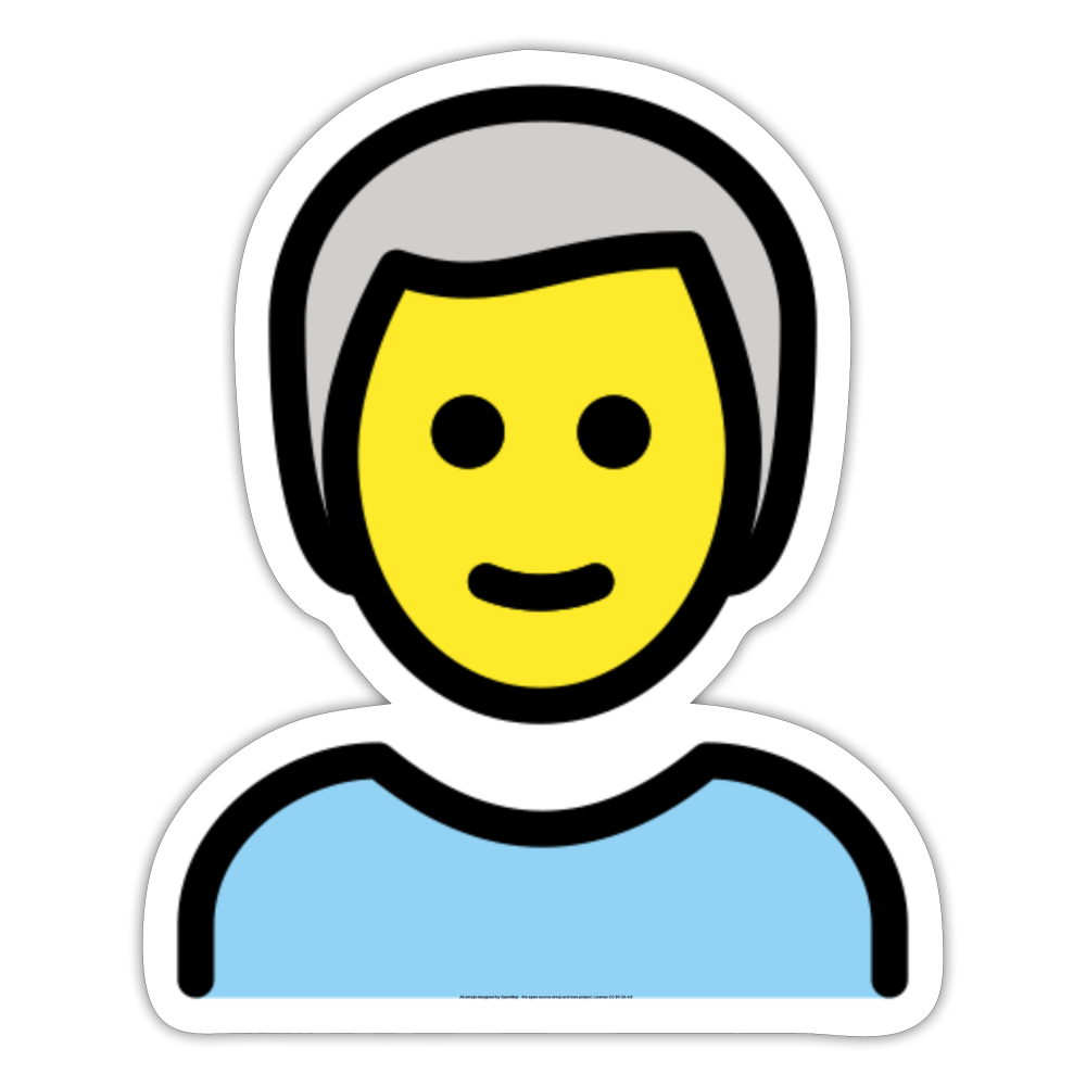Man; White Hair Moji Sticker - Emoji.Express - white matte