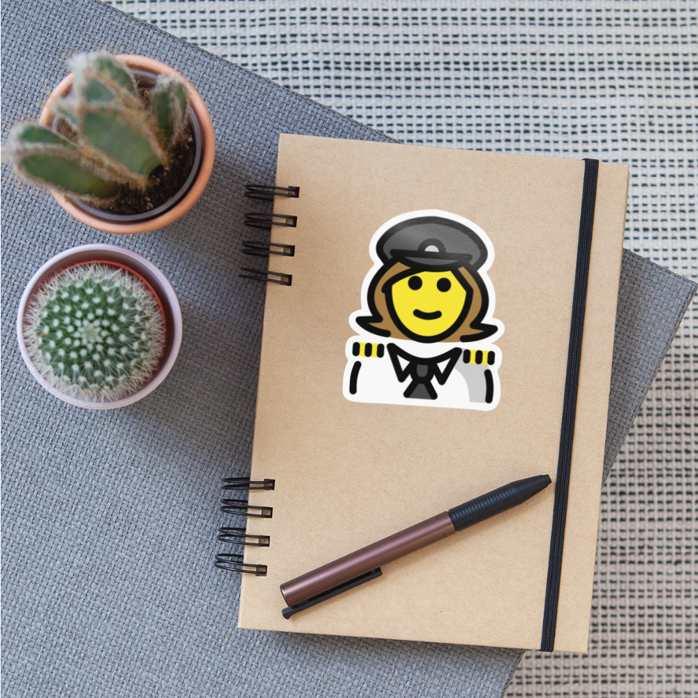 Woman Pilot Moji Sticker - Emoji.Express - white glossy