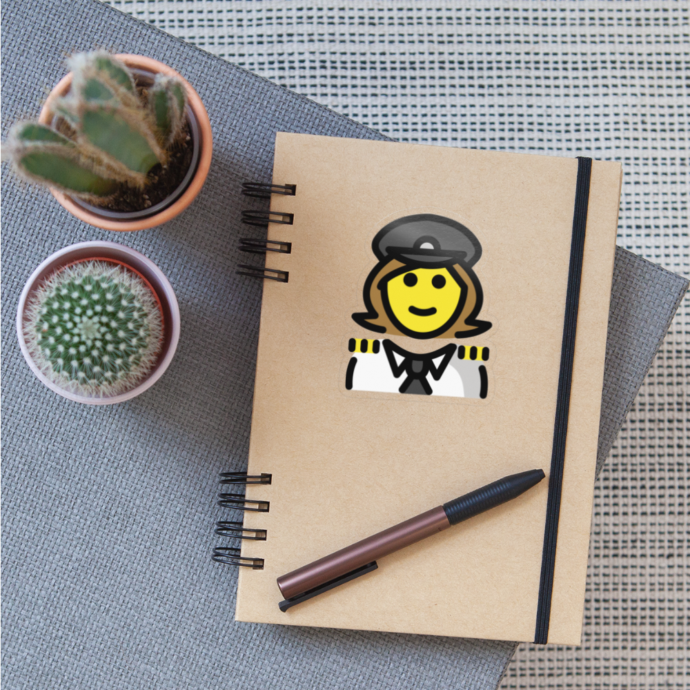 Woman Pilot Moji Sticker - Emoji.Express - transparent glossy