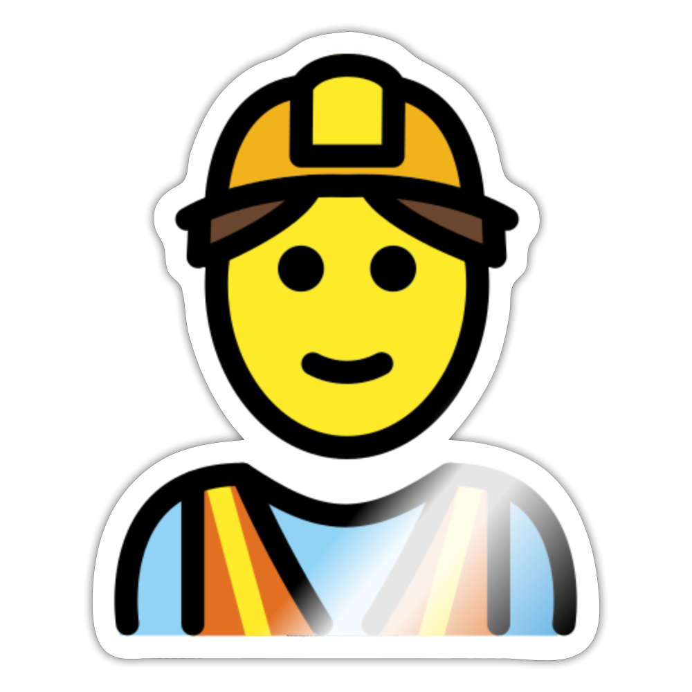 Man Construction Worker Moji Sticker - Emoji.Express - white glossy