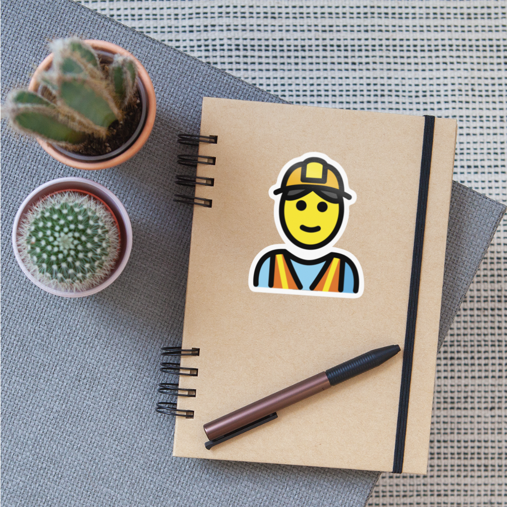 Construction Worker Moji Sticker - Emoji.Express - white glossy
