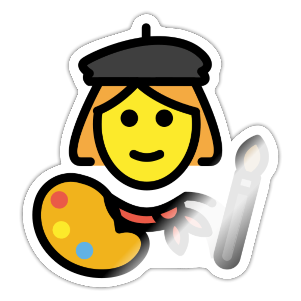 Woman Artist Moji Sticker - Emoji.Express - white glossy