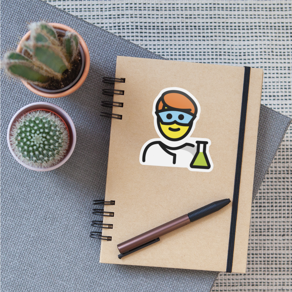 Man Scientist Moji Sticker - Emoji.Express - white matte