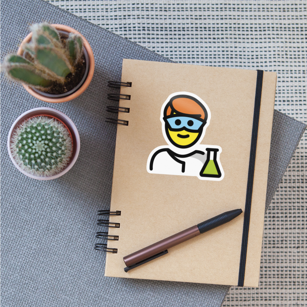 Man Scientist Moji Sticker - Emoji.Express - white glossy
