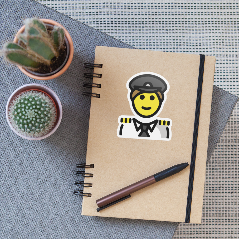 Man Pilot Moji Sticker - Emoji.Express - white matte