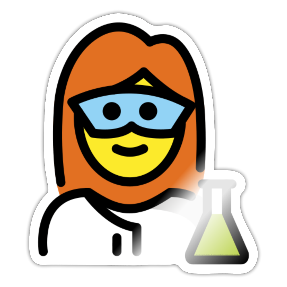 Woman Scientist Moji Sticker - Emoji.Express - white glossy