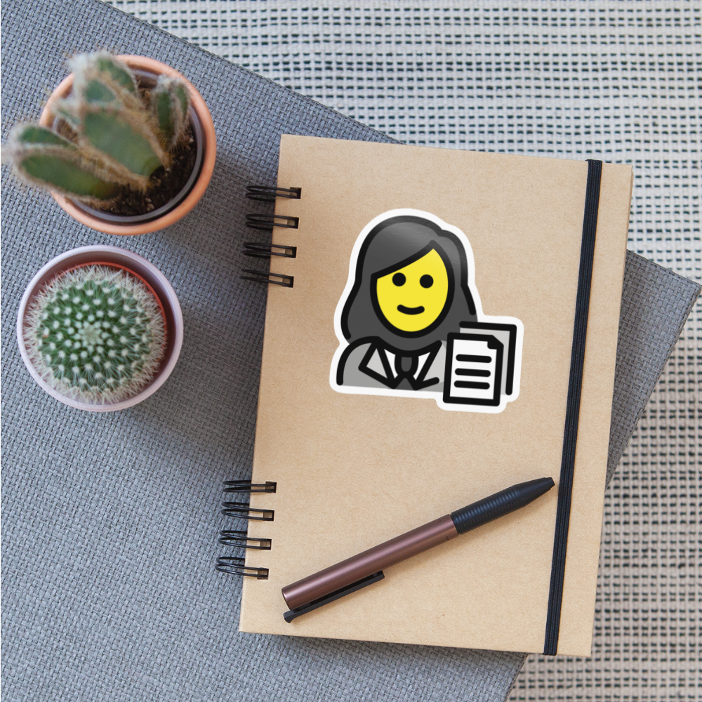 Woman Office Worker Moji Sticker - Emoji.Express - white glossy