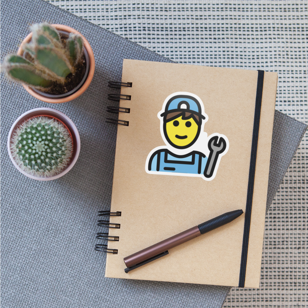 Mechanic Moji Sticker - Emoji.Express - white matte