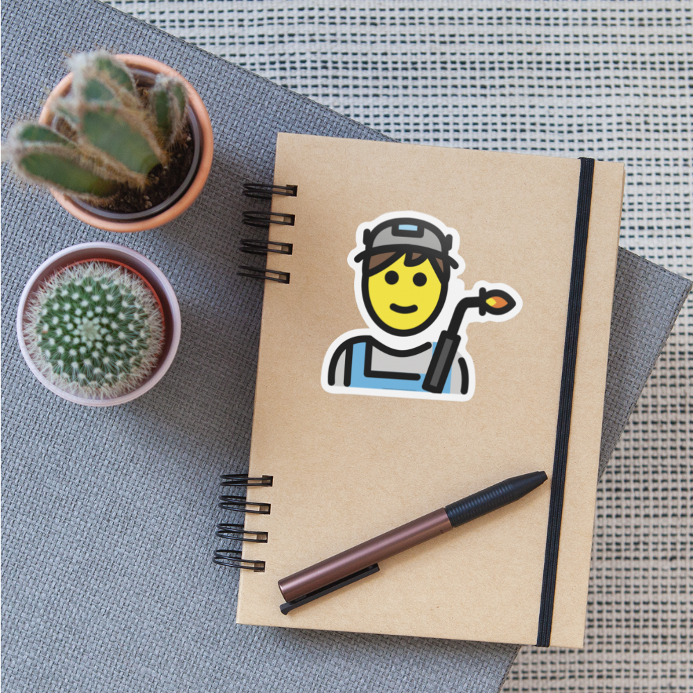 Man Factory Worker Moji Sticker - Emoji.Express - white matte