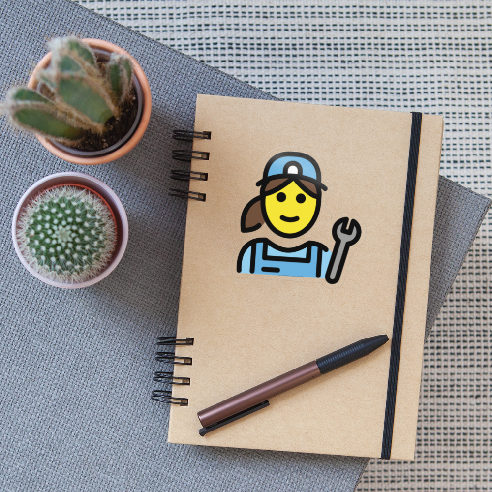 Woman Mechanic Moji Sticker - Emoji.Express - transparent glossy