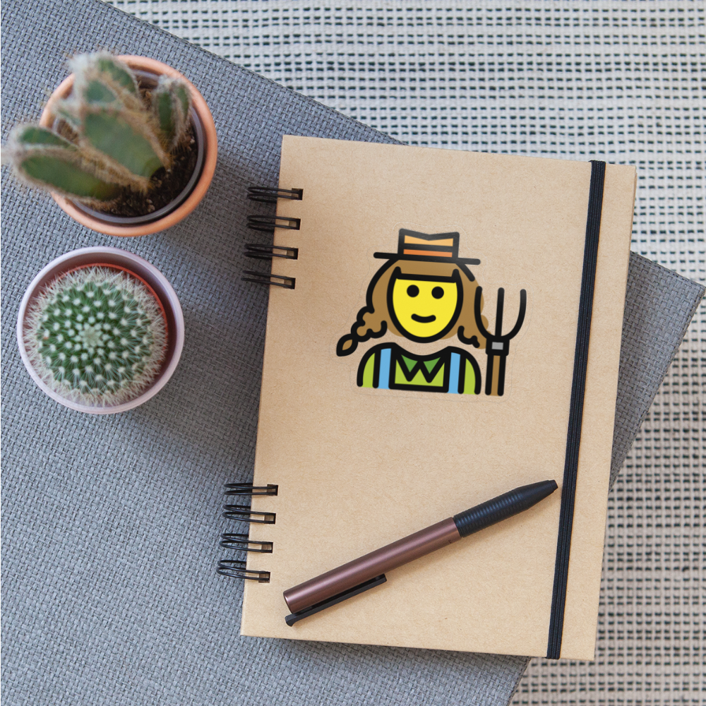 Woman Farmer Moji Sticker - Emoji.Express - transparent glossy