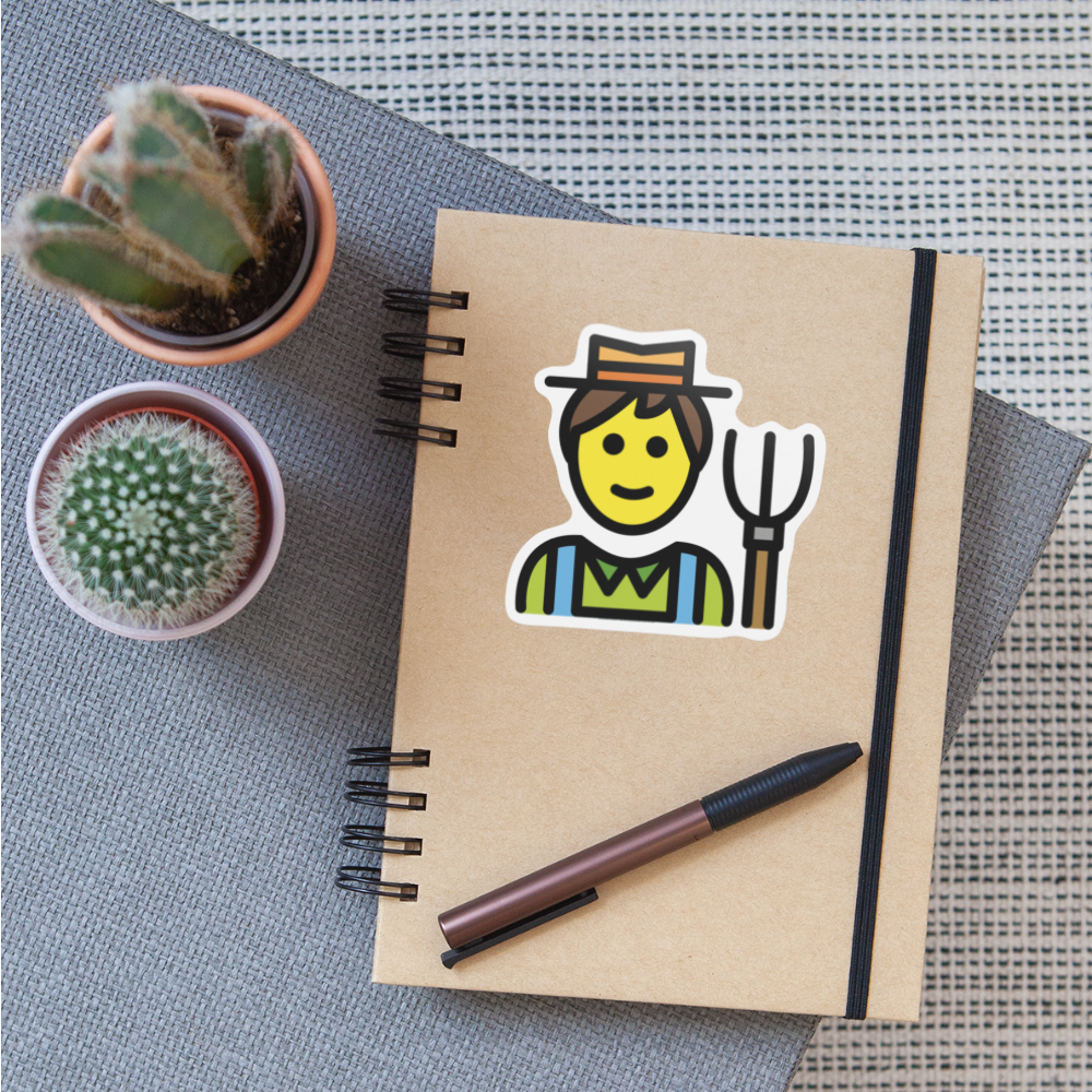 Farmer Moji Sticker - Emoji.Express - white matte