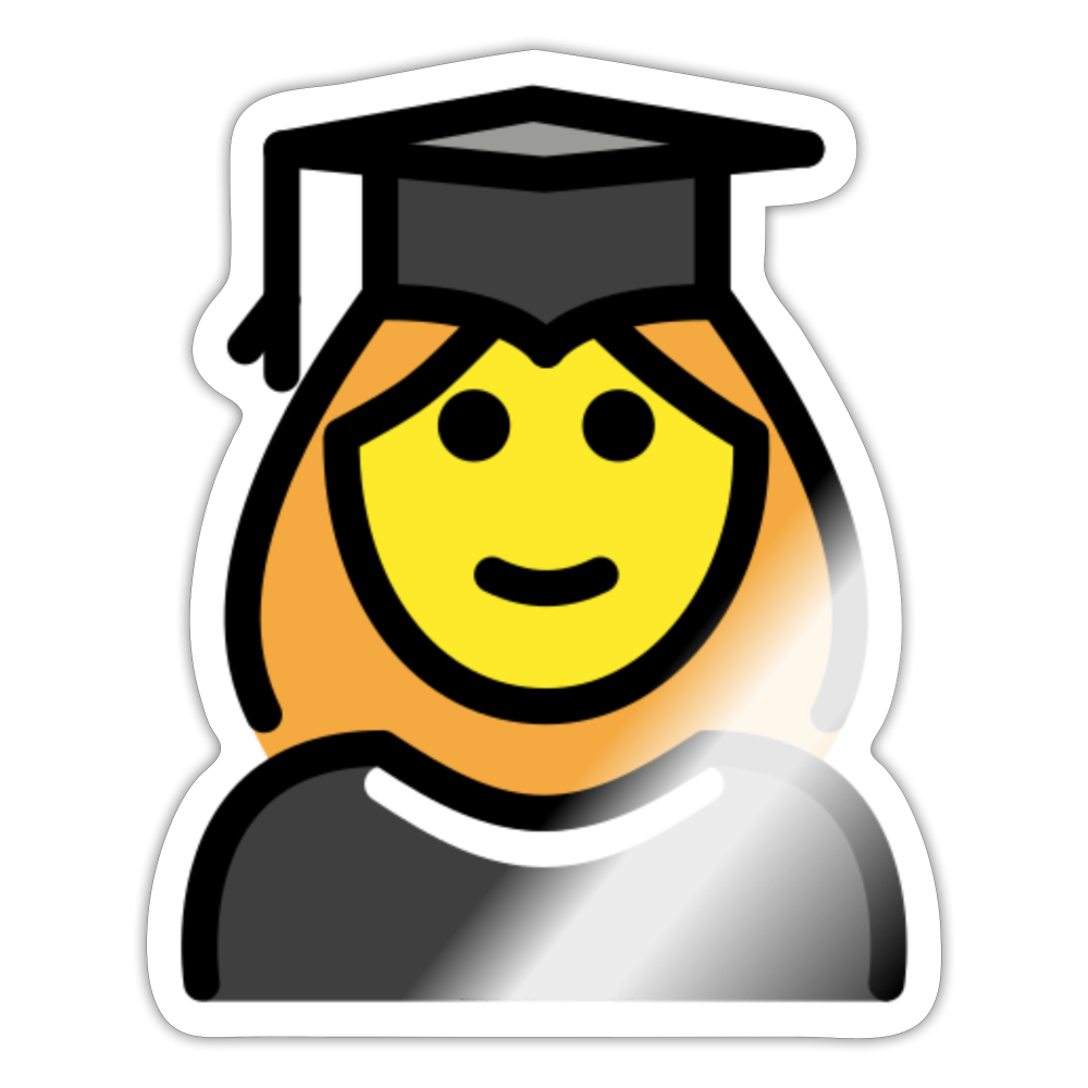Woman Student Moji Sticker - Emoji.Express - white glossy