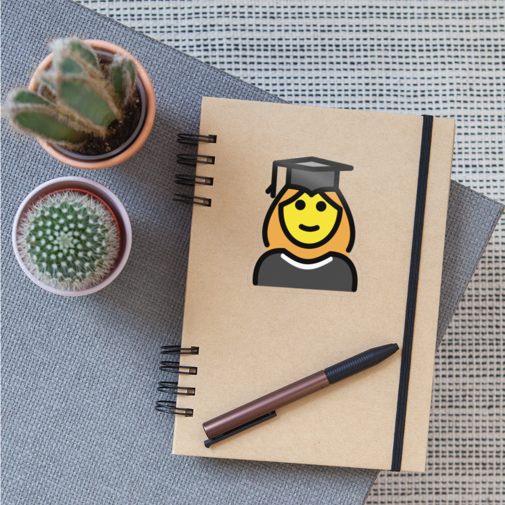 Woman Student Moji Sticker - Emoji.Express - transparent glossy